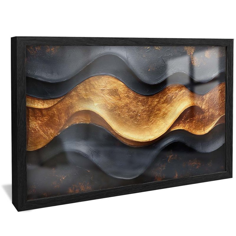 Black and Gold Waves V1734 Canvas