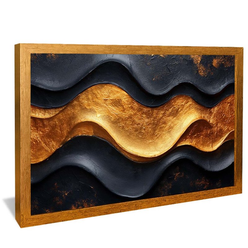 Black and Gold Waves V1734 Canvas