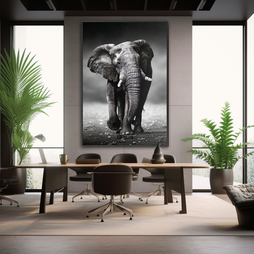 Black and White Elephant v01 Canvas