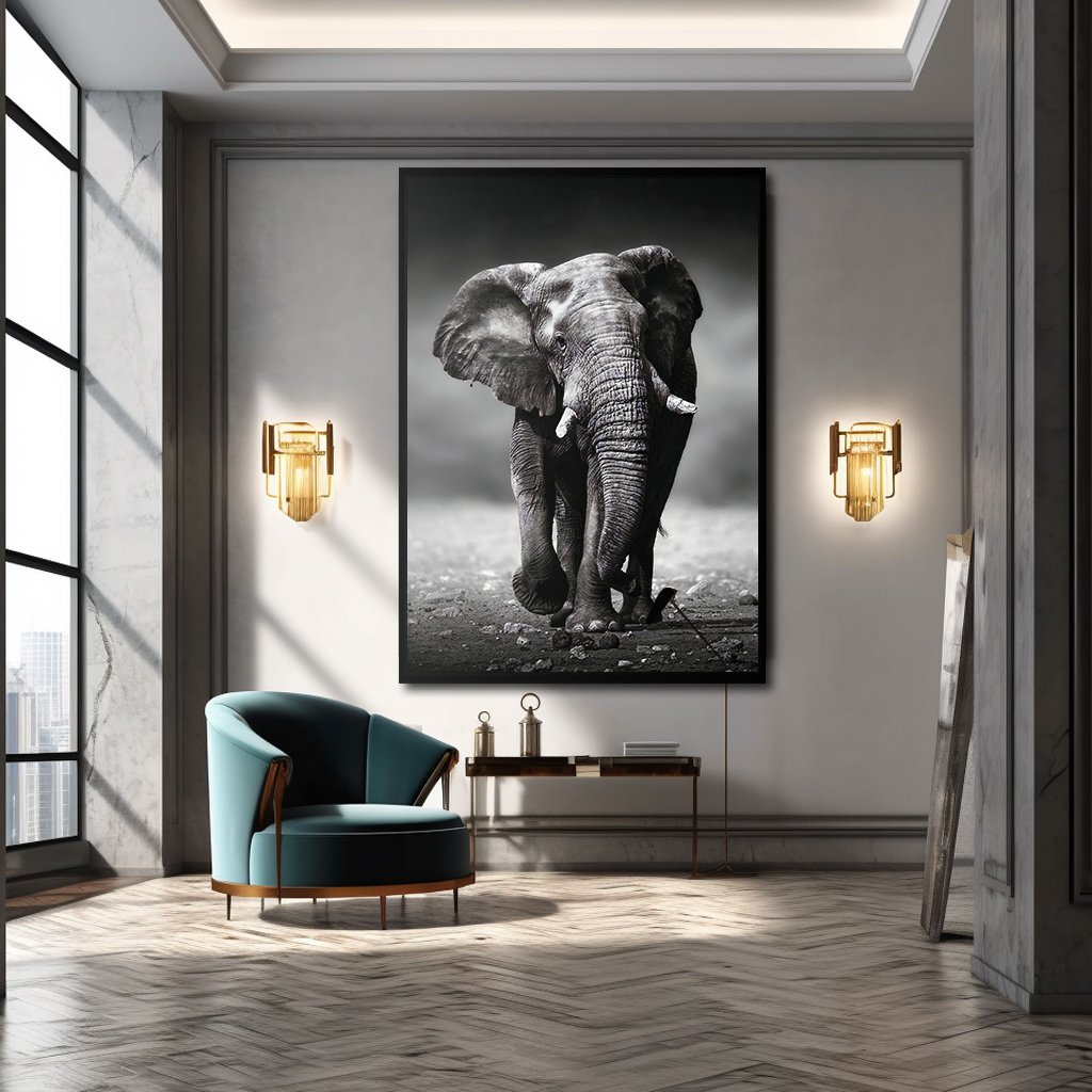 Black and White Elephant v01 Canvas