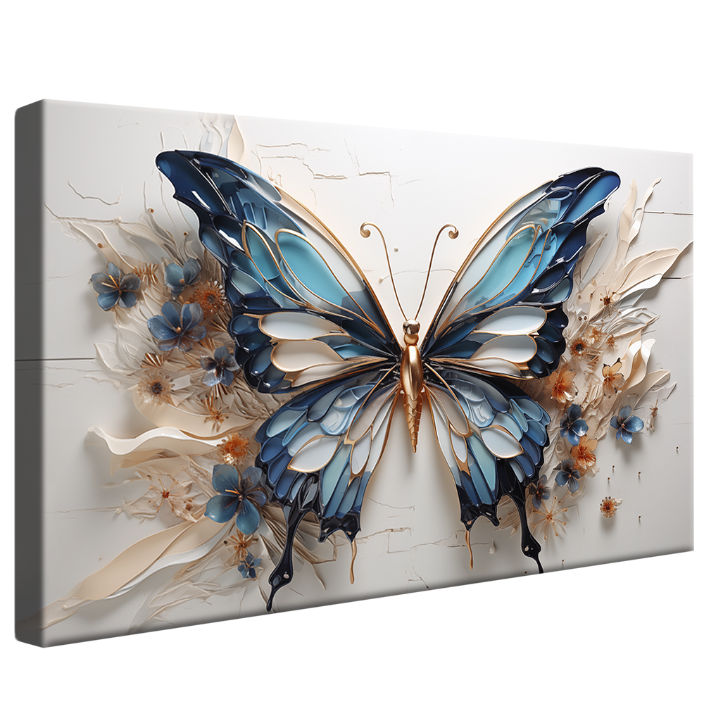 Blue Ink Butterfly V846 Canvas