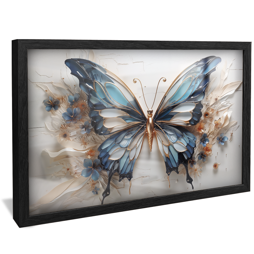 Blue Ink Butterfly V846 Canvas