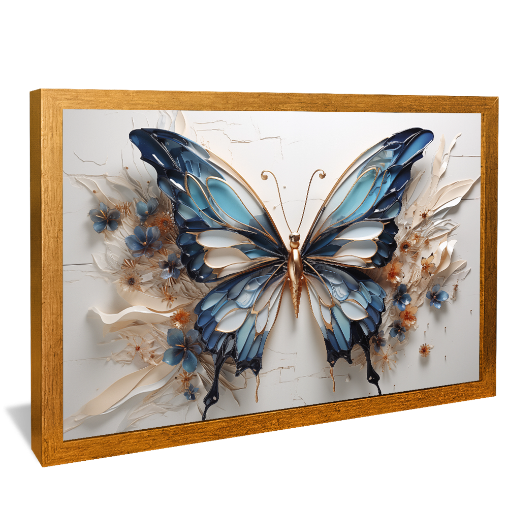 Blue Ink Butterfly V846 Canvas