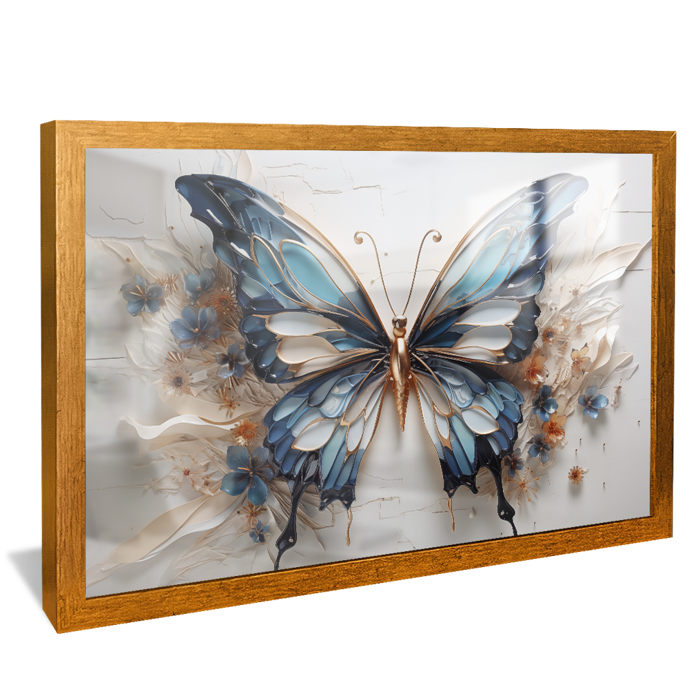 Blue Ink Butterfly V846 Canvas