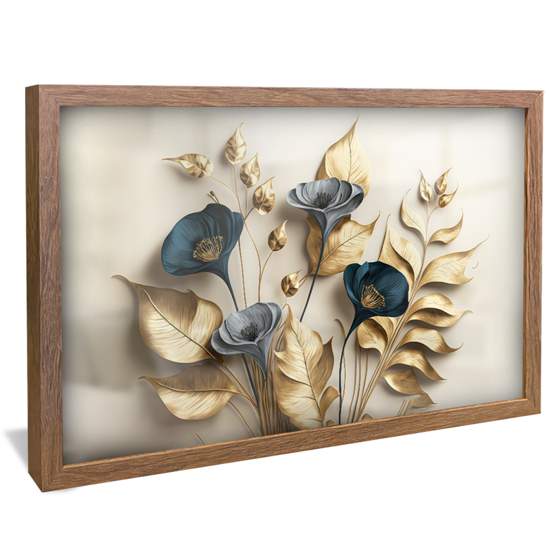 Blue and Gold Floral Elegant V1573 Canvas