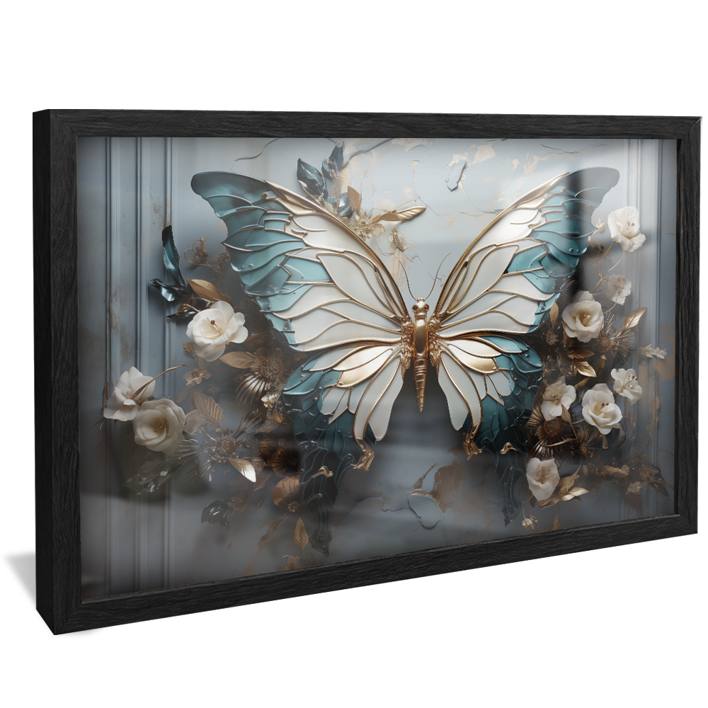 Butterfly and Abstract Flowers Canvas