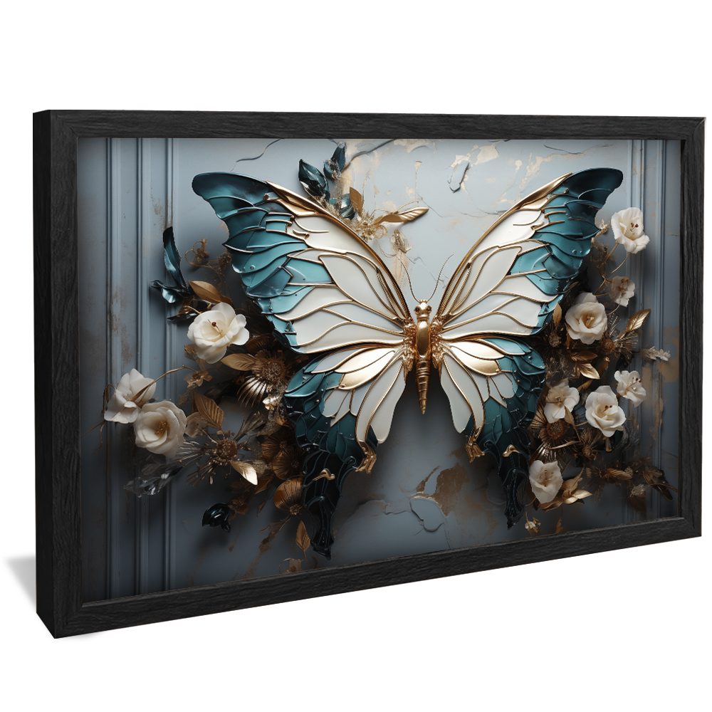 Butterfly and Abstract Flowers Canvas