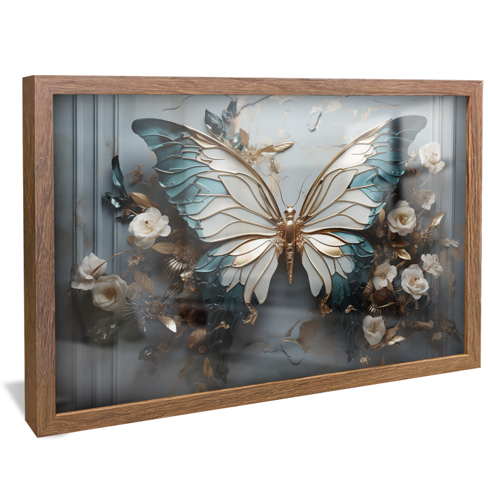 Butterfly and Abstract Flowers Canvas