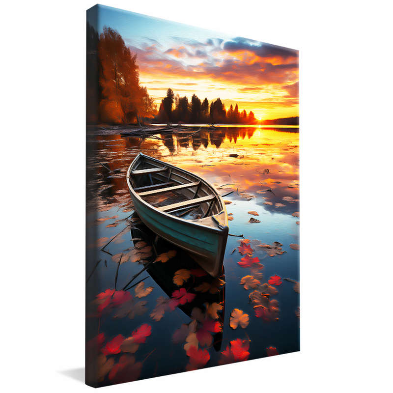 Canoa to the Sunset on the Lake Canvas