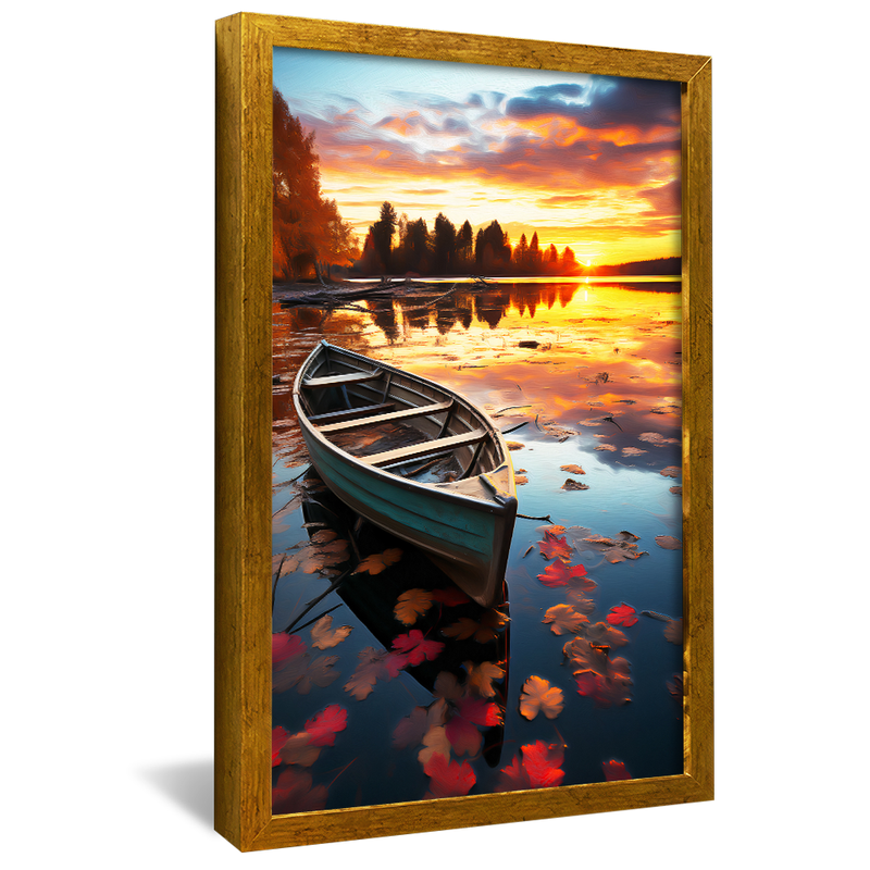 Canoa to the Sunset on the Lake Canvas
