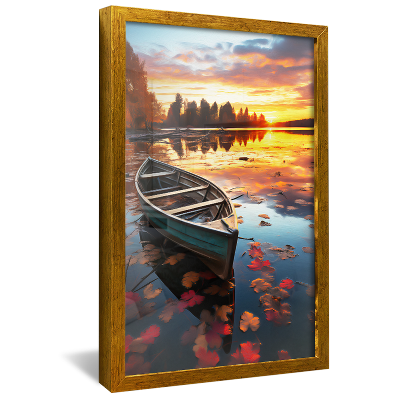Canoa to the Sunset on the Lake Canvas