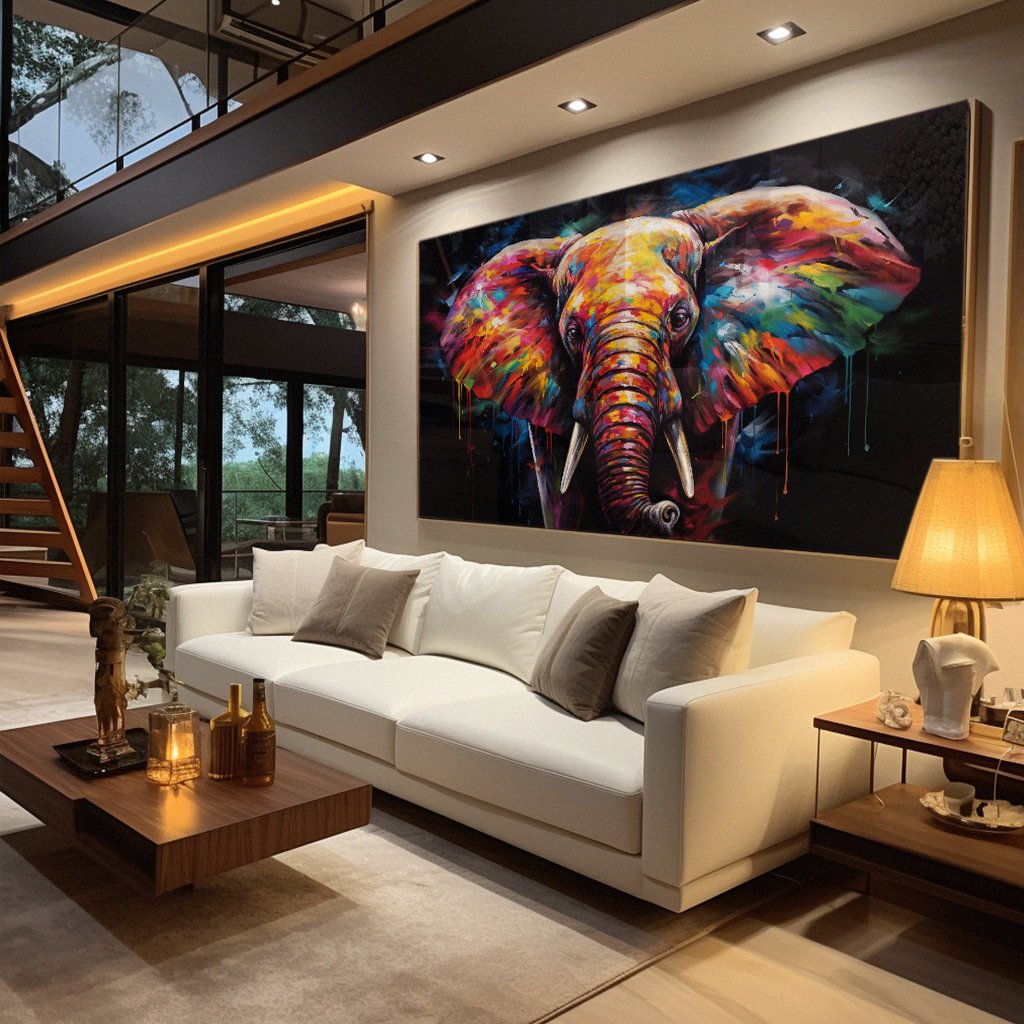 Colorful Elephant with Brushstrokes Canvas