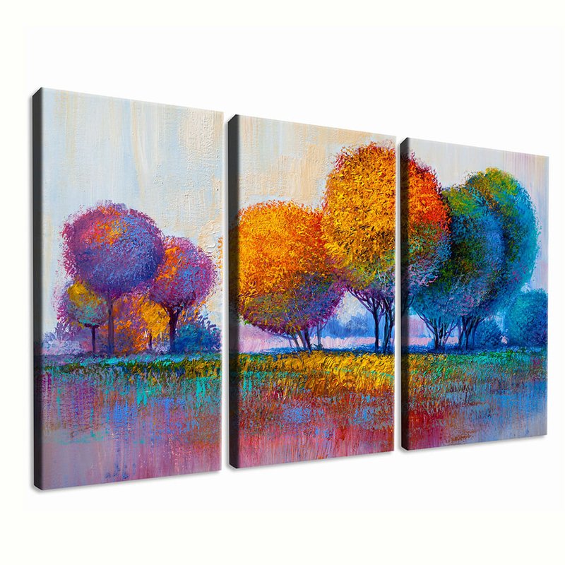 Colorful Trees Kit 3 Screens Canvas