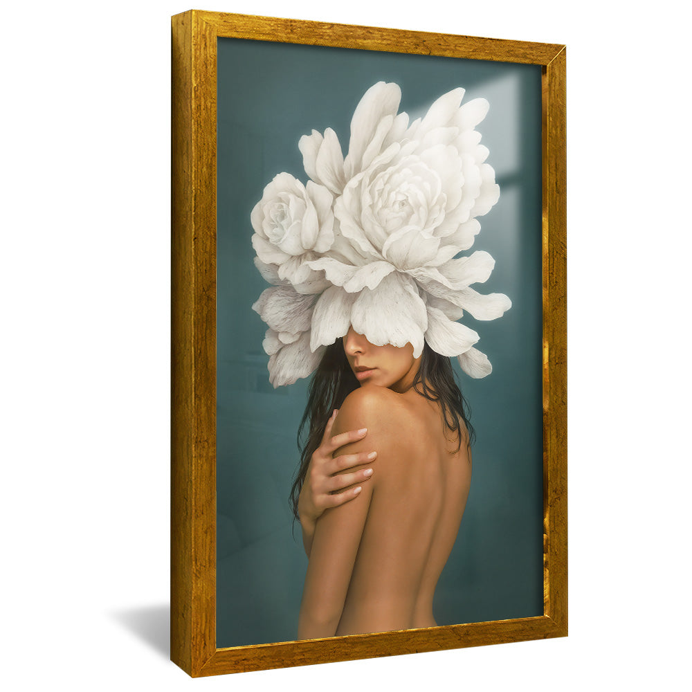 Woman and White Flowers V2461 Canvas