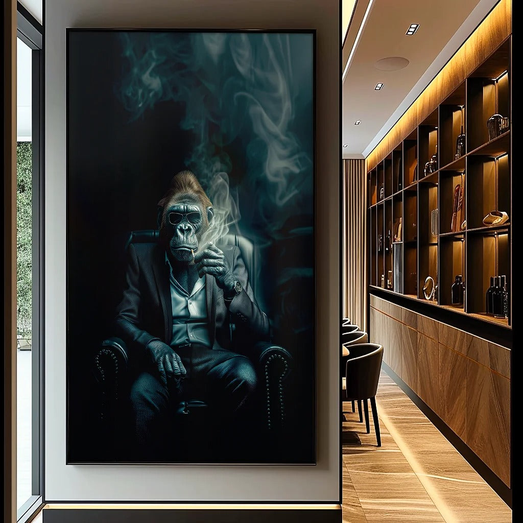 Decorative Canvas Gorilla Boss Smoking V1266