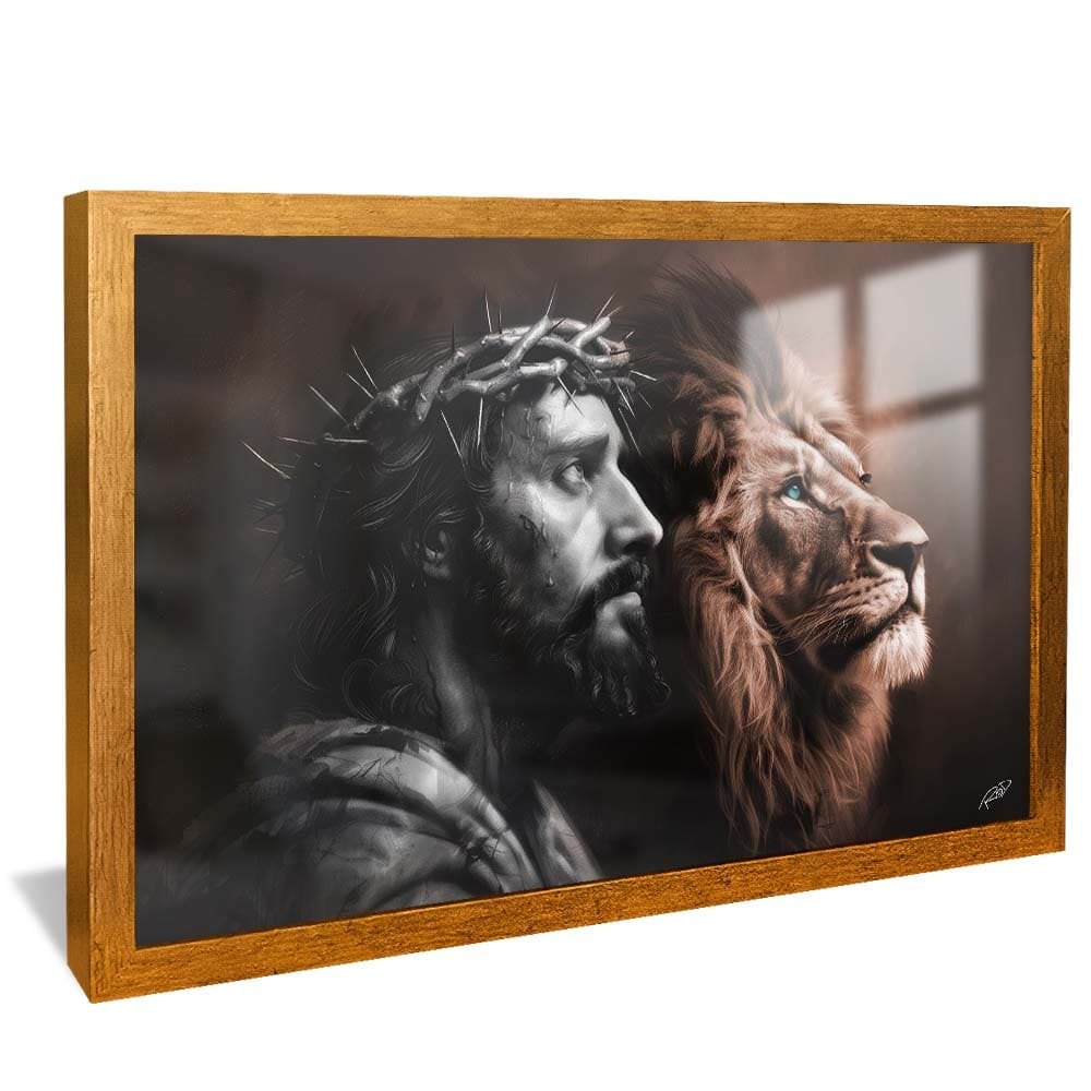 BASE 1 TELA HORIZONTAL - Decorative Canvas Jesus and Colorful Lion V1750