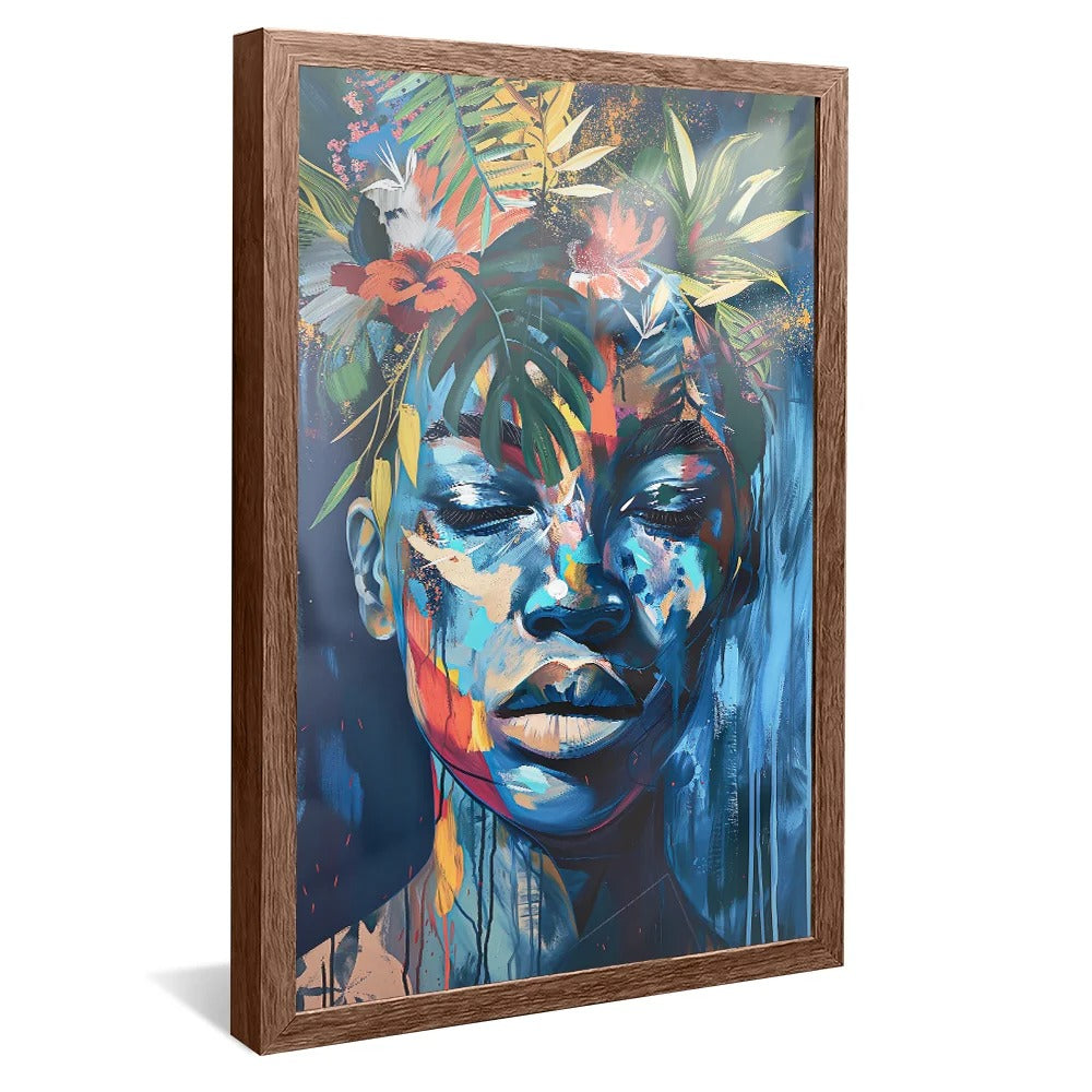 Dripping Paint Woman and Flowers Decorative Canvas