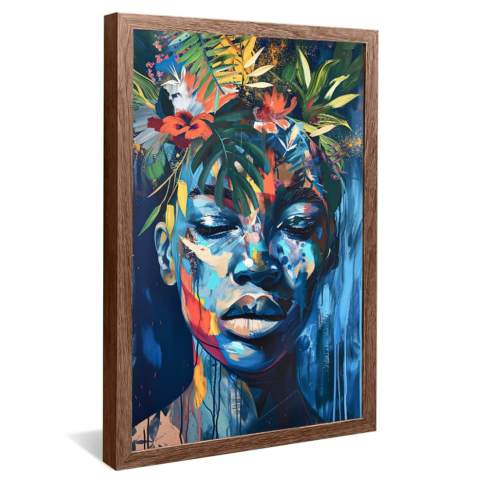 Dripping Paint Woman and Flowers Decorative Canvas