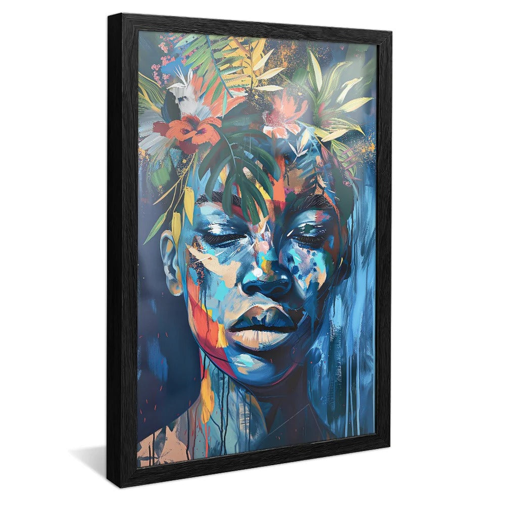 Dripping Paint Woman and Flowers Decorative Canvas