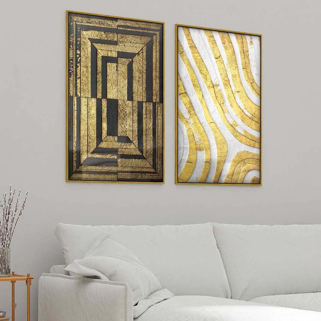 Duo Abstract Gold Canvas
