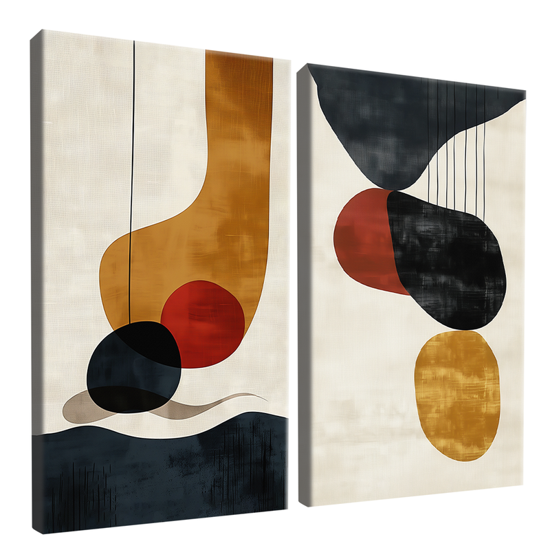 Duo Abstract Shapes Canvas V1569