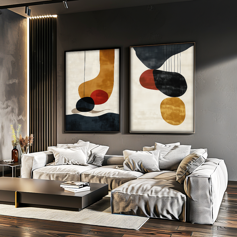 Duo Abstract Shapes Canvas V1569