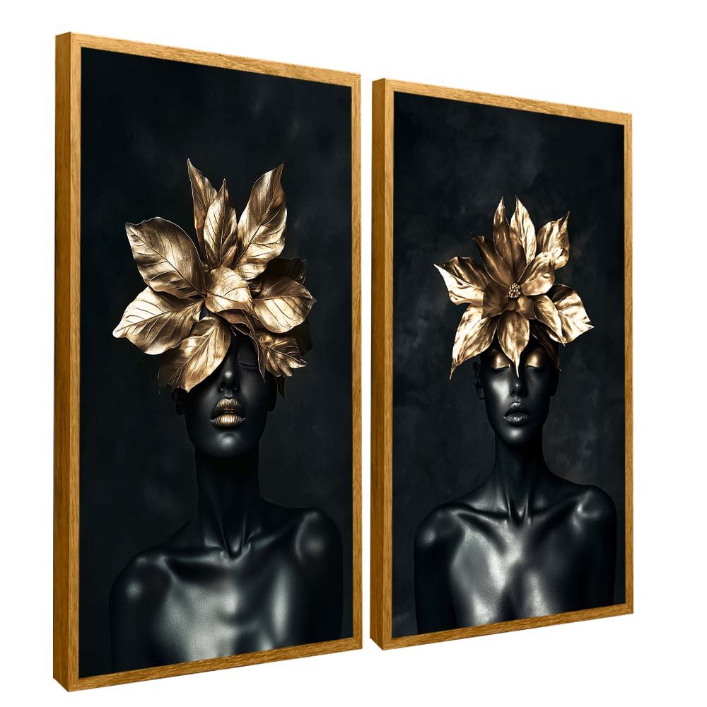 Duo Woman and Golden Floral V2127 Canvas