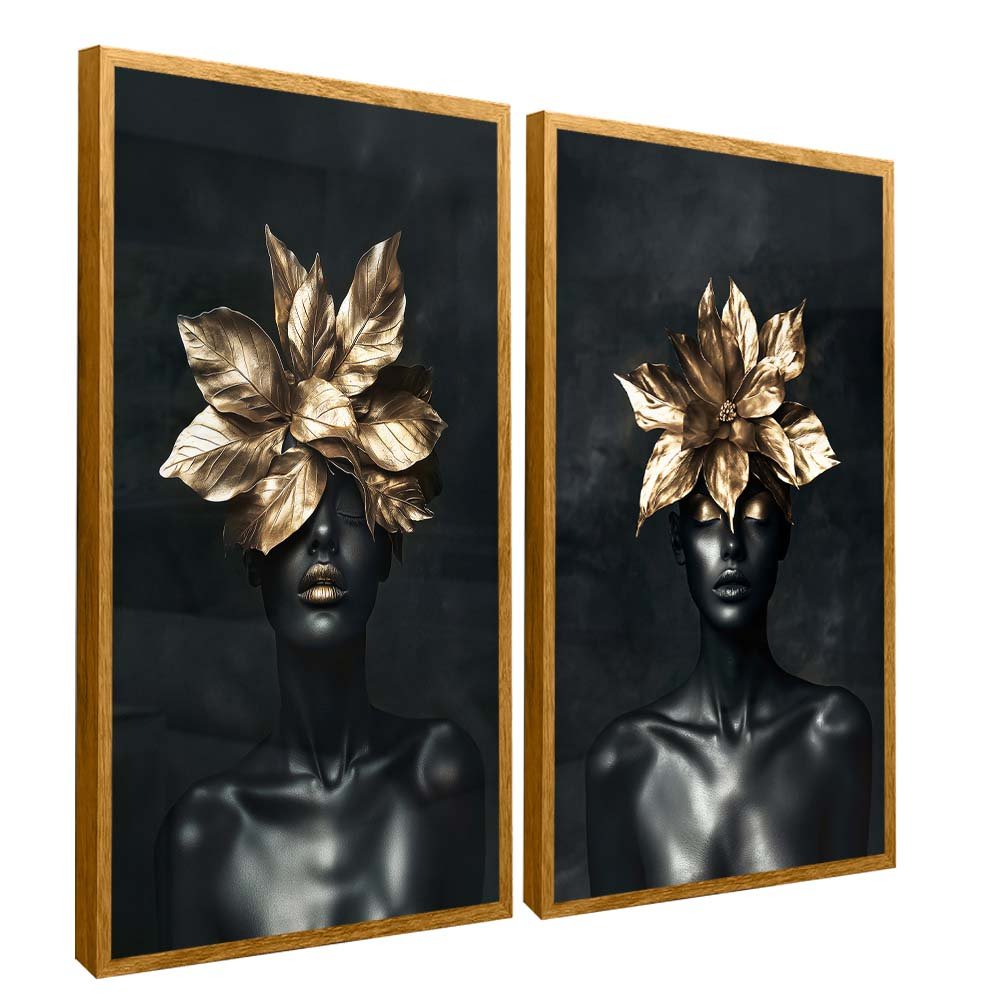 Duo Woman and Golden Floral V2127 Canvas
