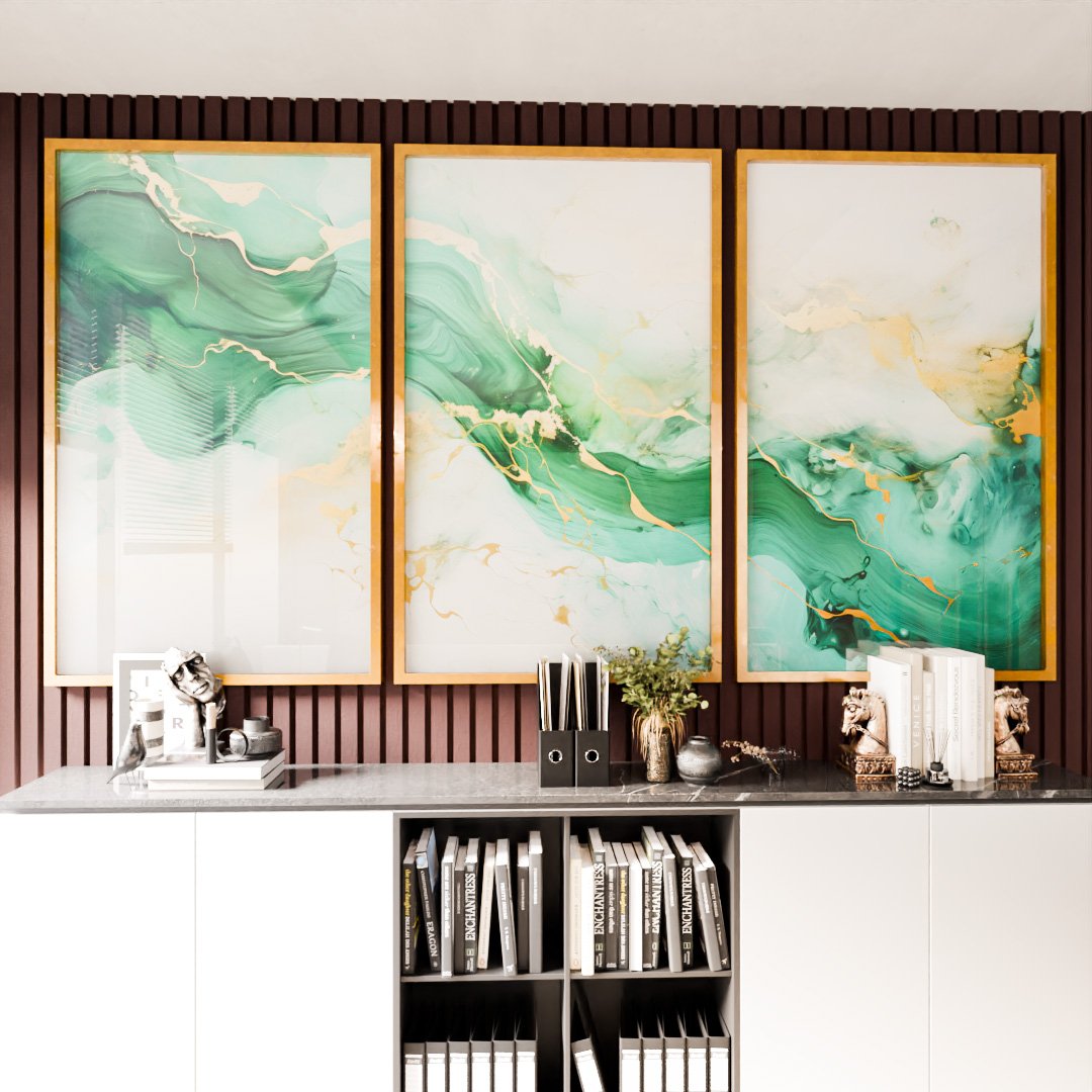 Emerald and Gold Trio V1987 Canvas