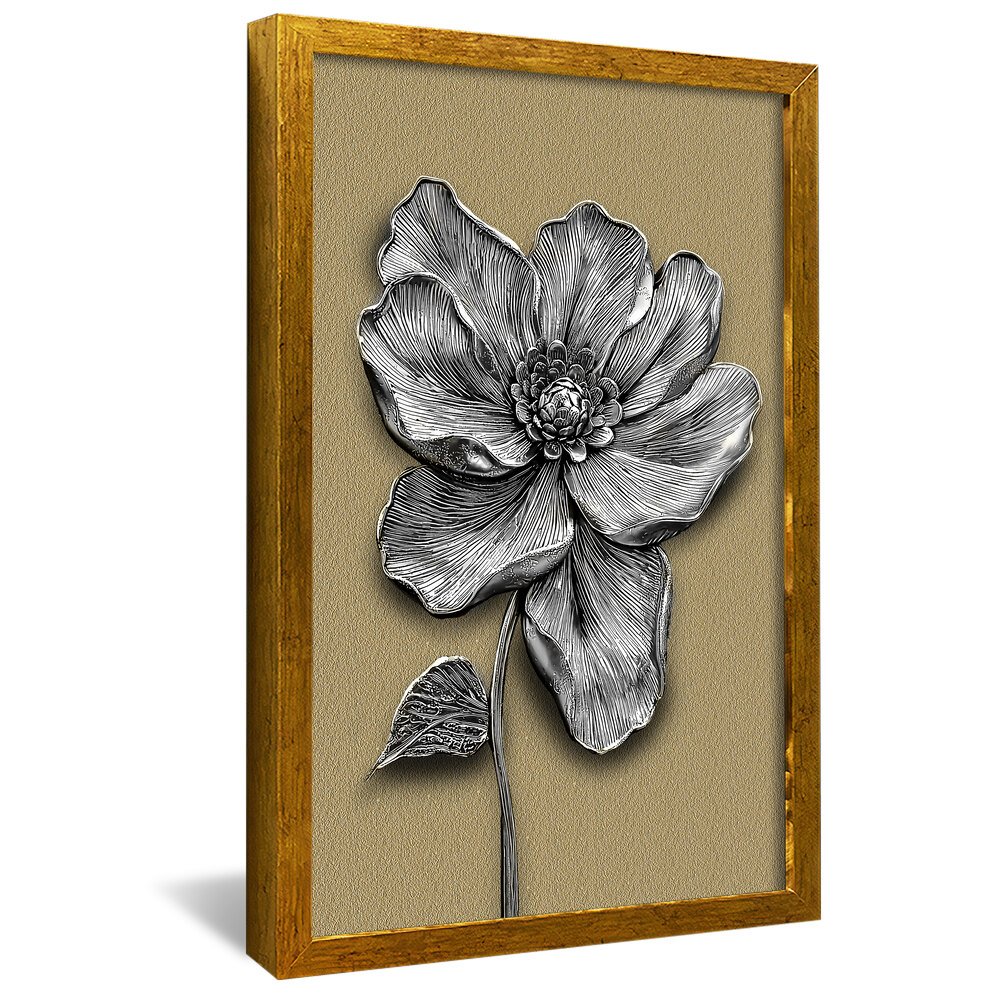 Floral in BlackSilver V2087 Canvas