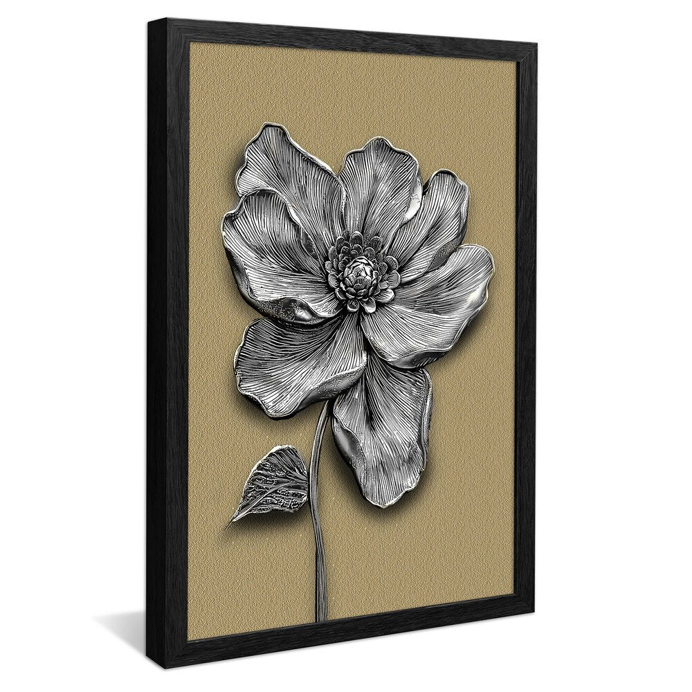 Floral in BlackSilver V2087 Canvas