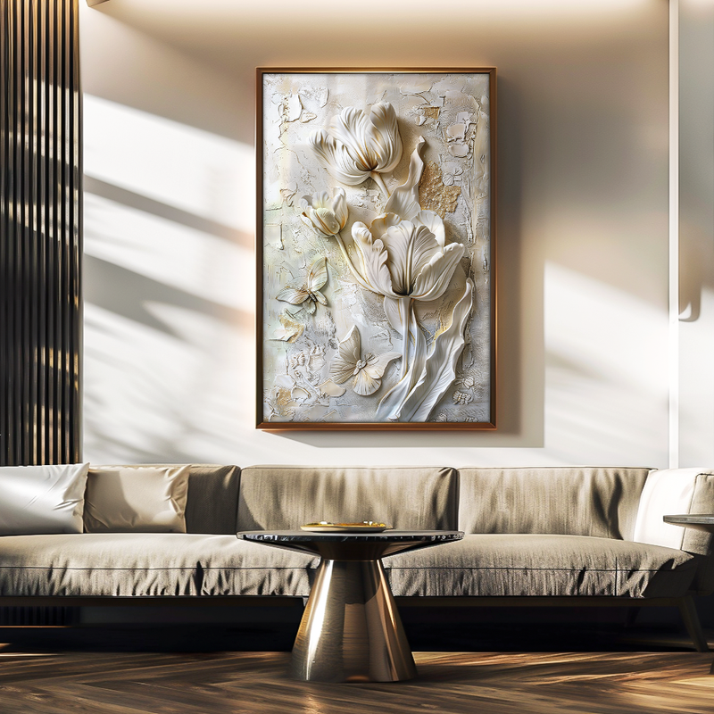 Floral in Marble V1540 Canvas
