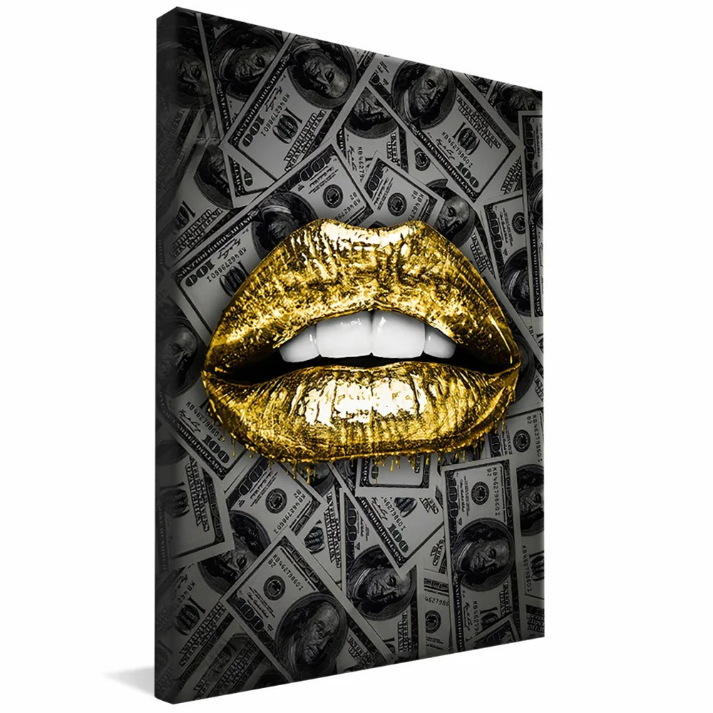 Gold Dollar Lips Canvas