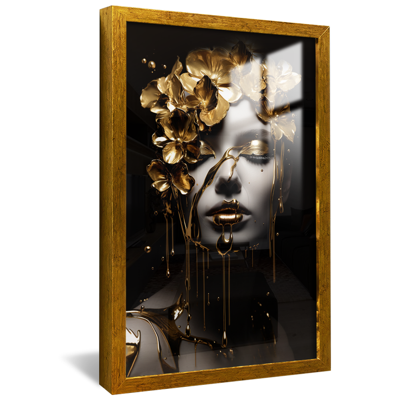 Gold and Flower Woman V748 Canvas