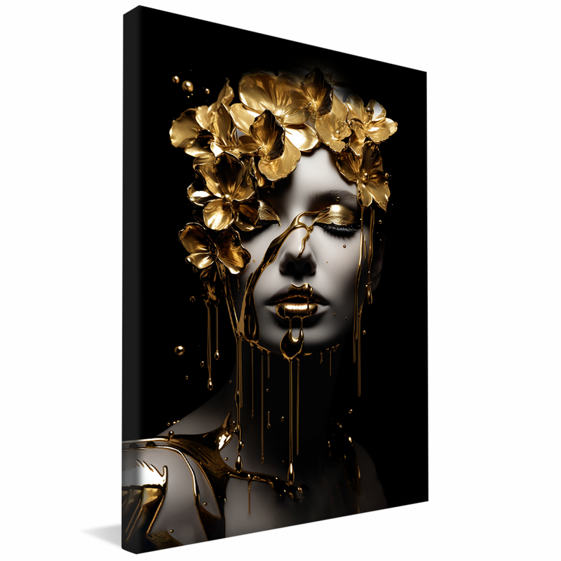 Gold and Flower Woman V748 Canvas