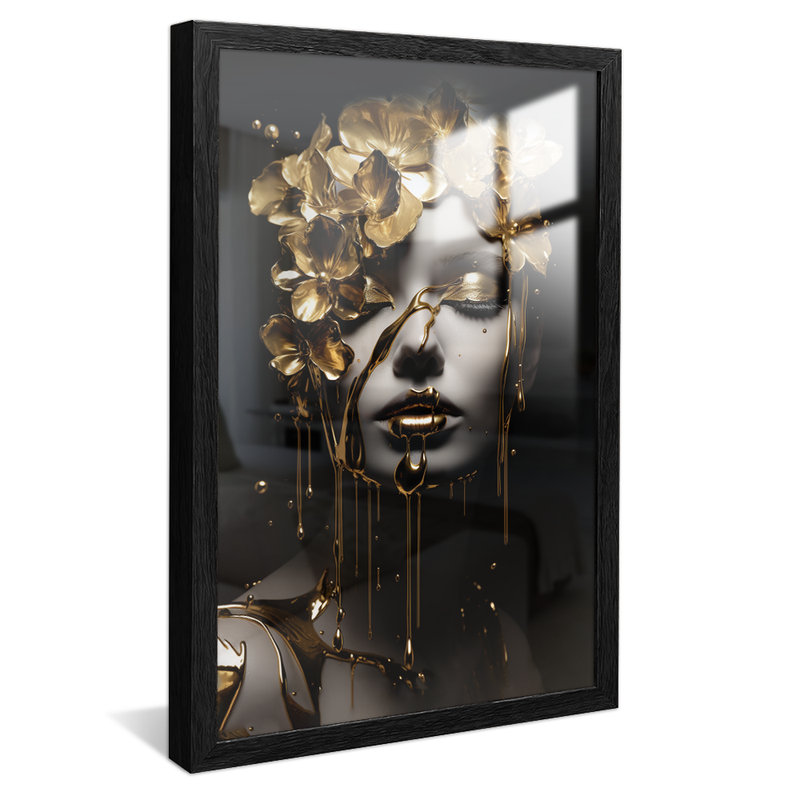 Gold and Flower Woman V748 Canvas