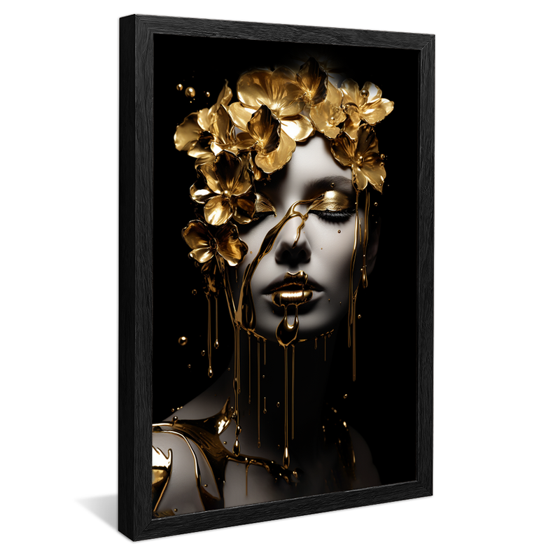 Gold and Flower Woman V748 Canvas