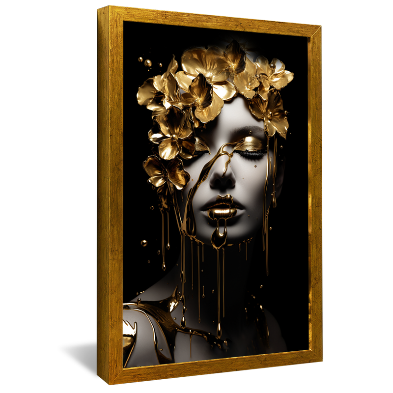 Gold and Flower Woman V748 Canvas