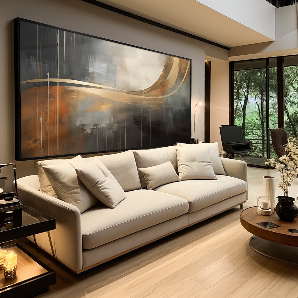 Golden Brushstrokes Canvas V1047