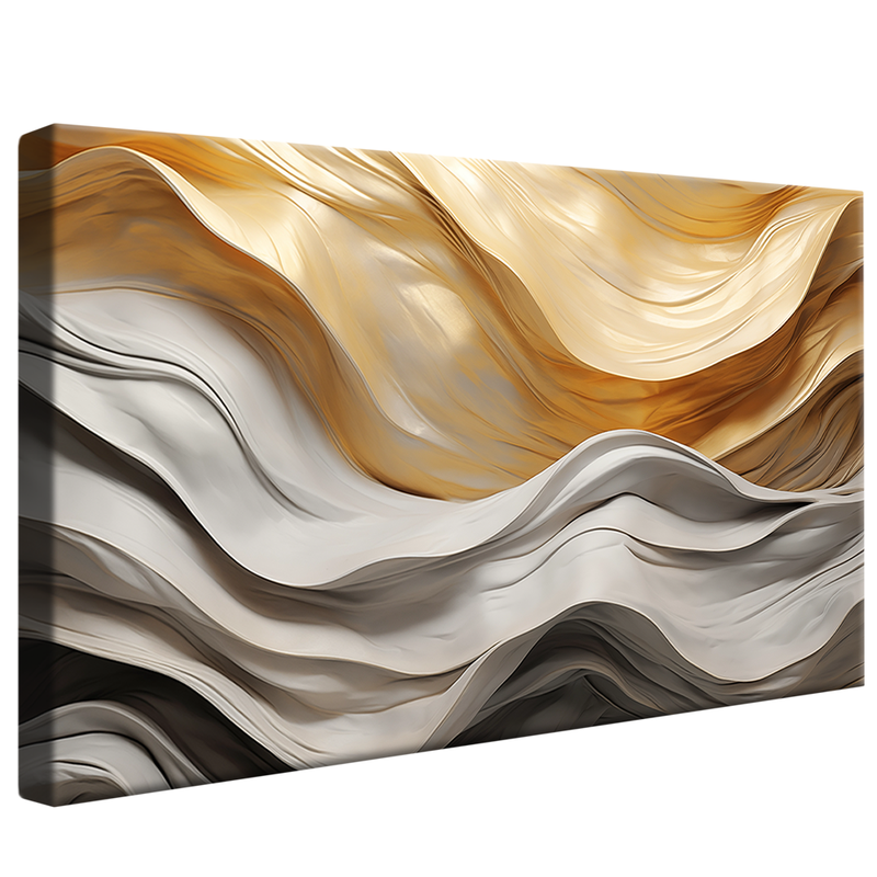 Golden Marble Abstract Waves V873 Canvas