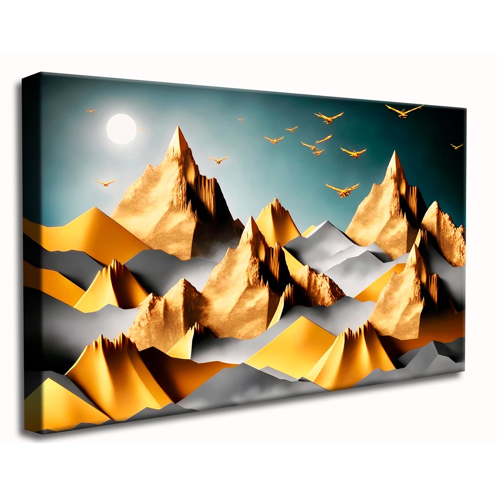 Golden Mountains Abstract Canvas