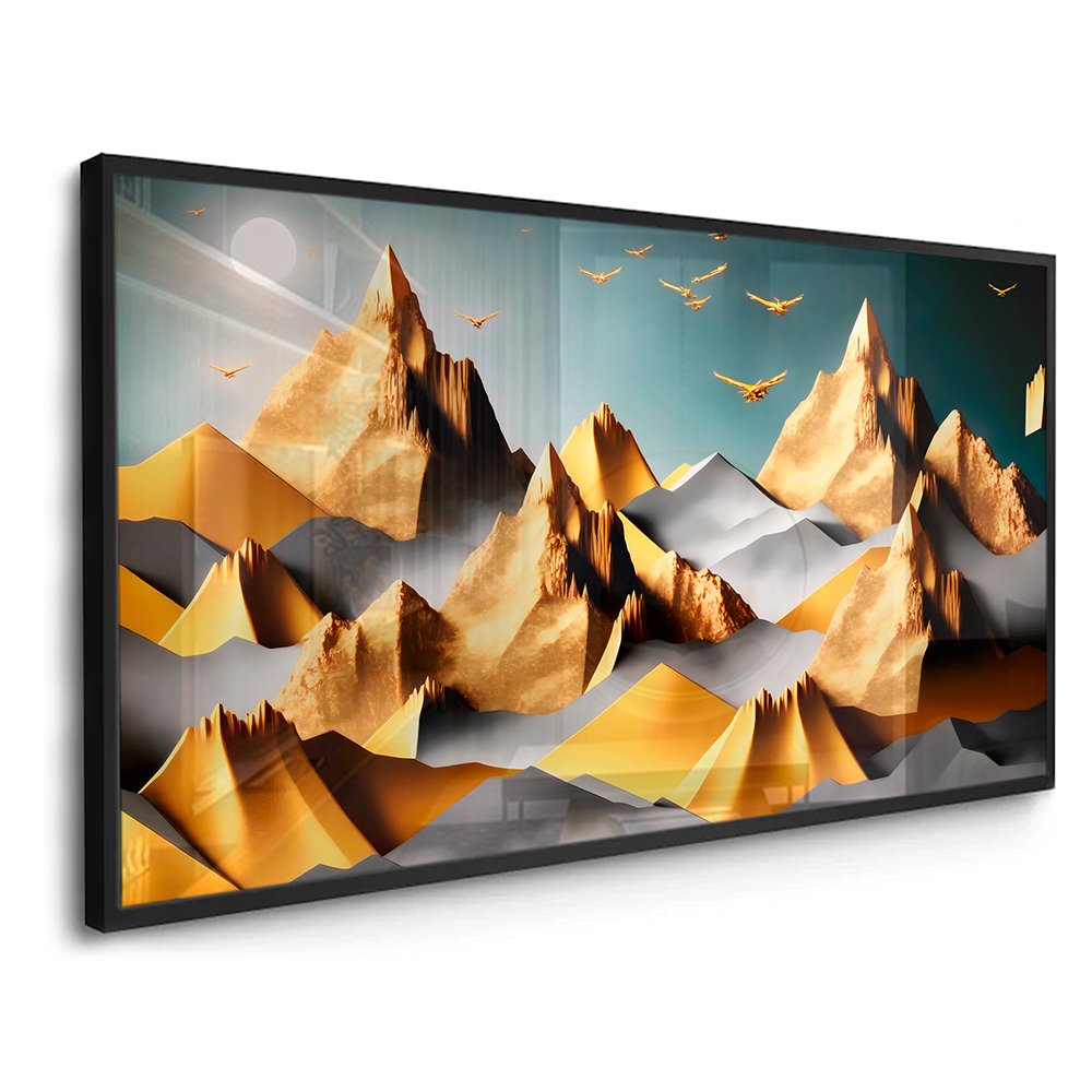 Golden Mountains Abstract Canvas