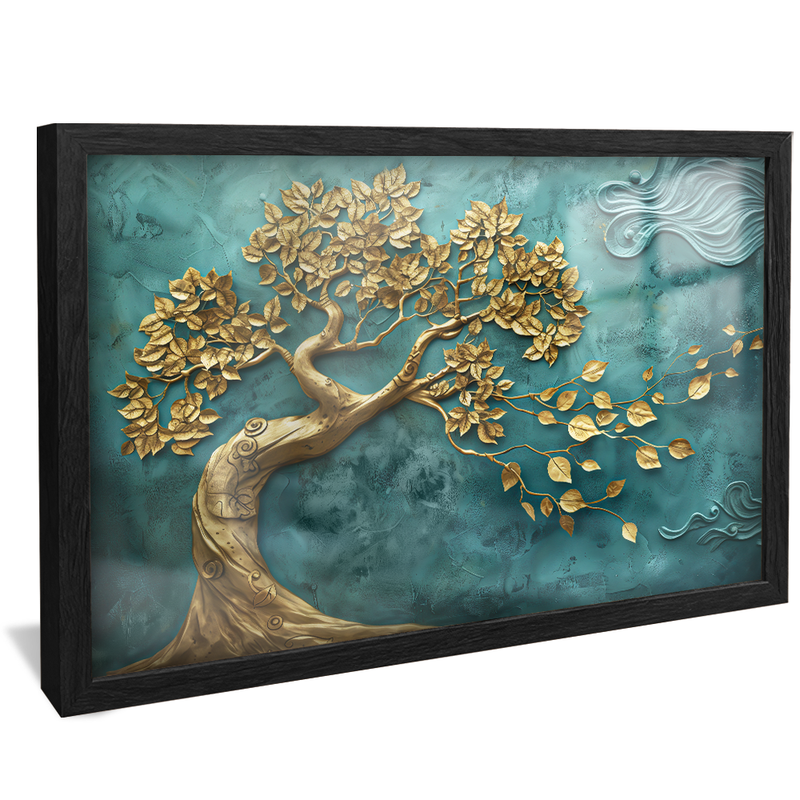 Golden Tree in Turquoise V1491 Canvas