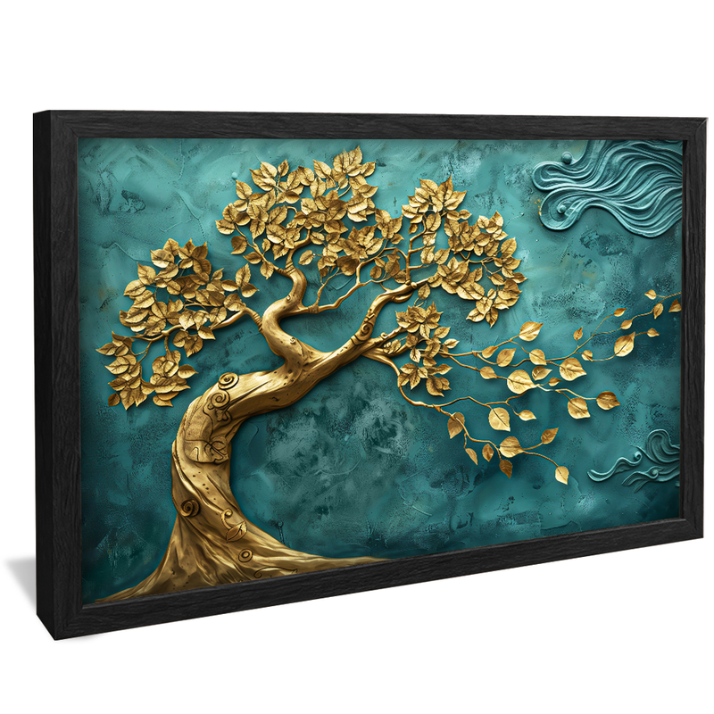 Golden Tree in Turquoise V1491 Canvas