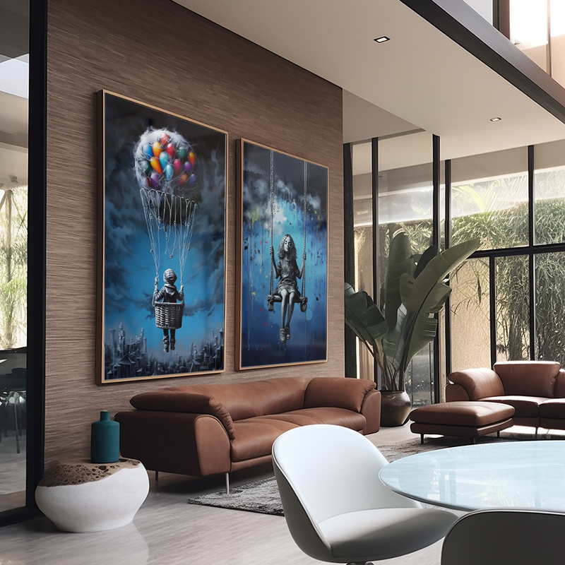 2 Pieces Graffiti Art Boy And Girl Canvas V826