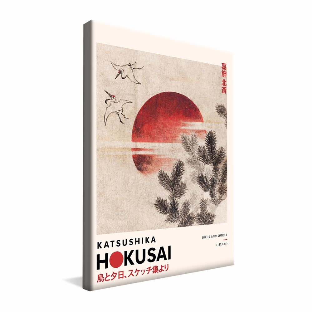 Hokusai Birds and Sunset V2375 Canvas
