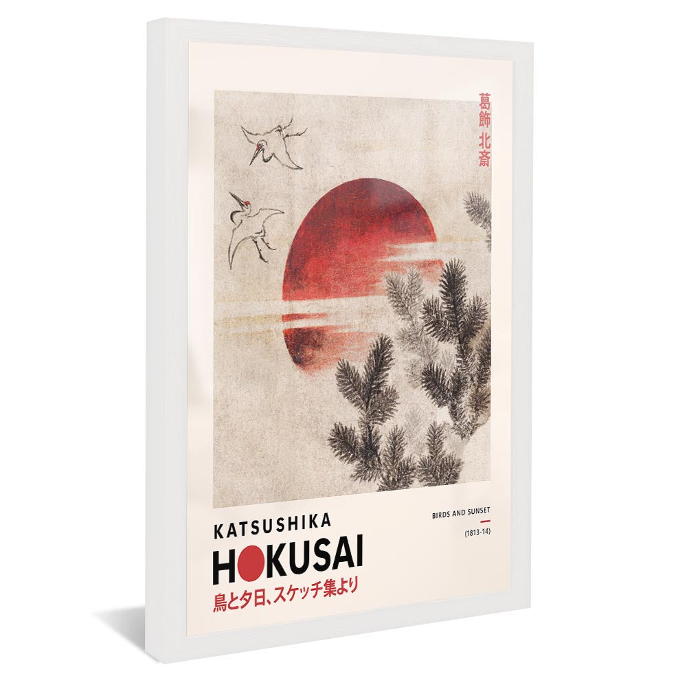 Hokusai Birds and Sunset V2375 Canvas