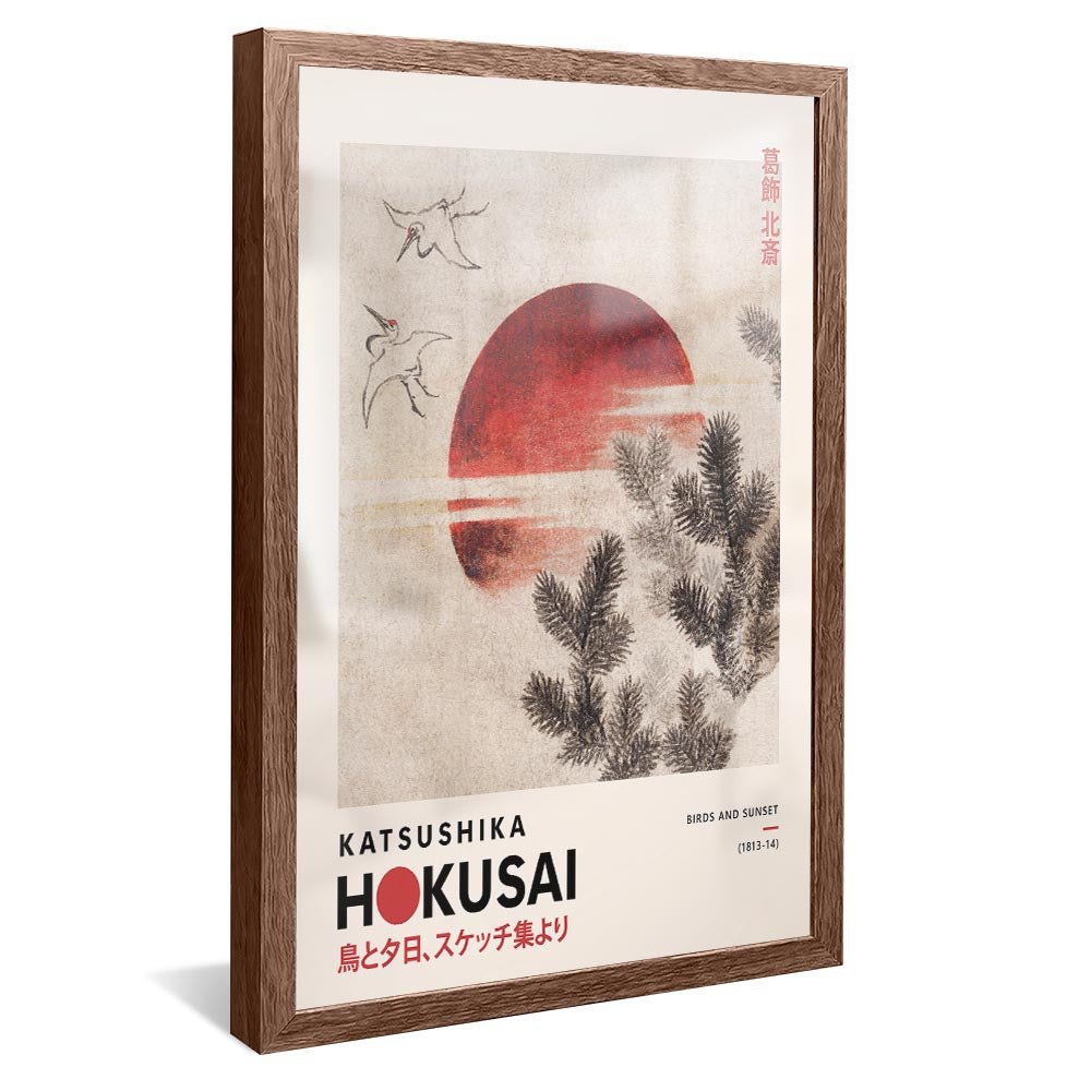 Hokusai Birds and Sunset V2375 Canvas