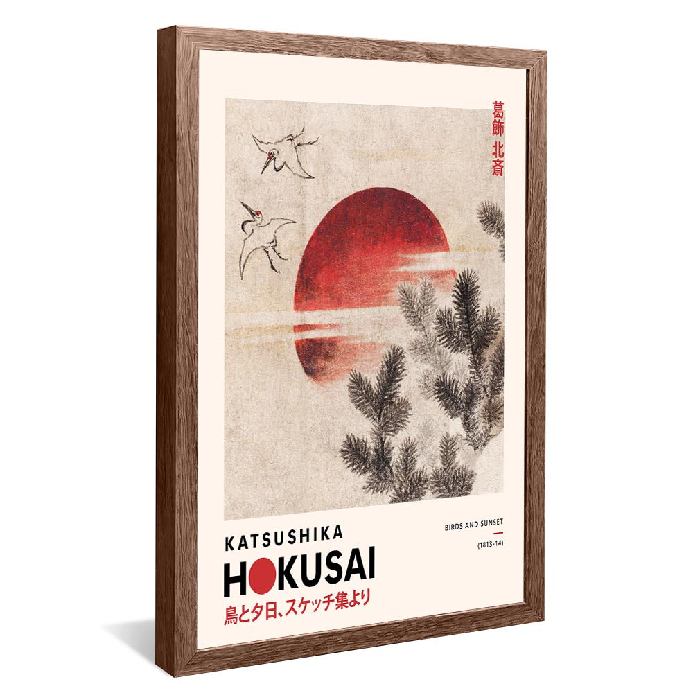 Hokusai Birds and Sunset V2375 Canvas