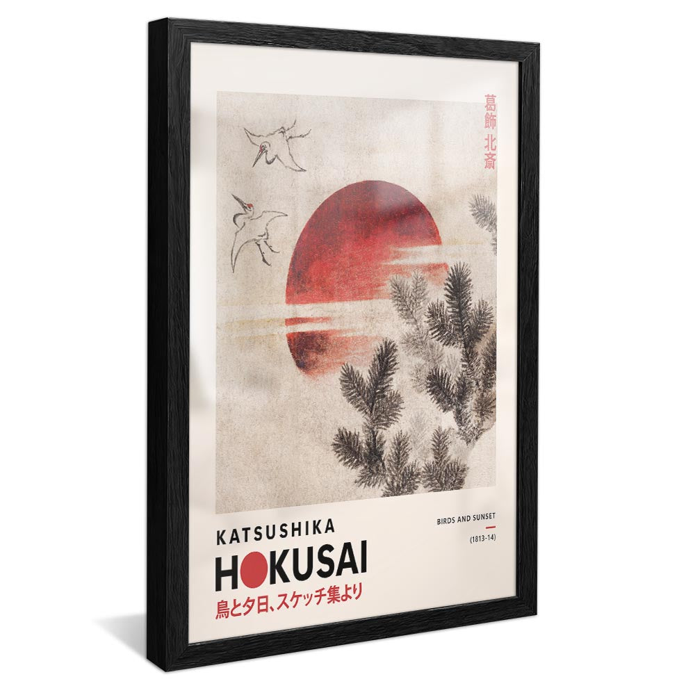 Hokusai Birds and Sunset V2375 Canvas